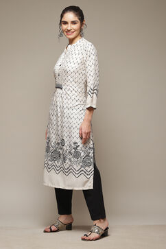 Off White LIVA Straight Kurta image number 3